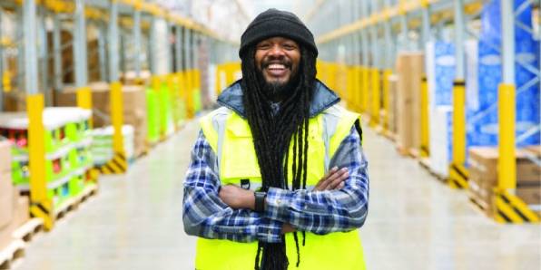 Warehouse man smile